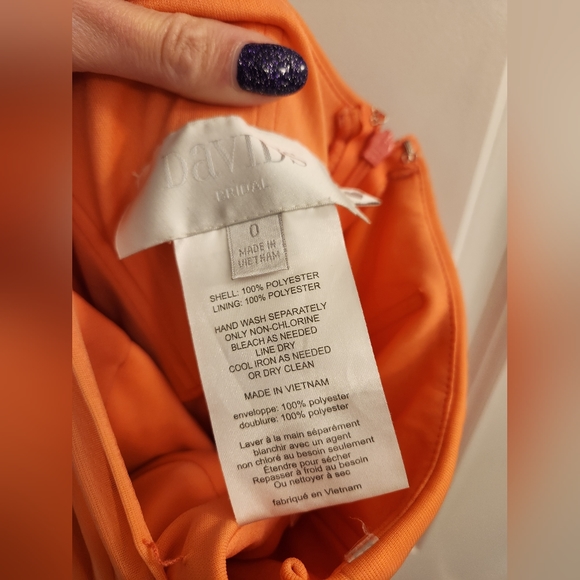 David's Bridal Coral Bridesmaid Dress - Picture 3 of 7